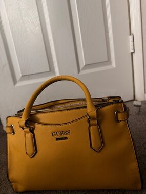 GUESS Yellow Top-Handle Satchel with Gold Logo